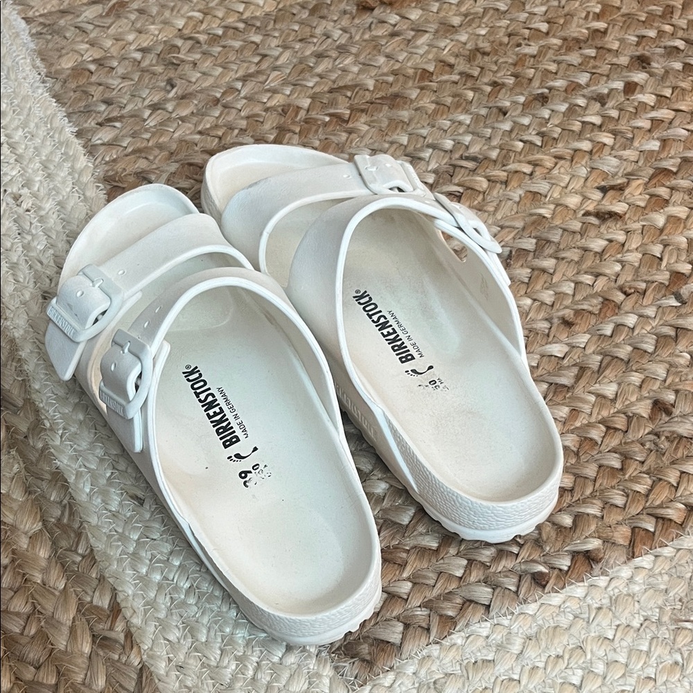 Birkenstock Glossy White Slide Sandals